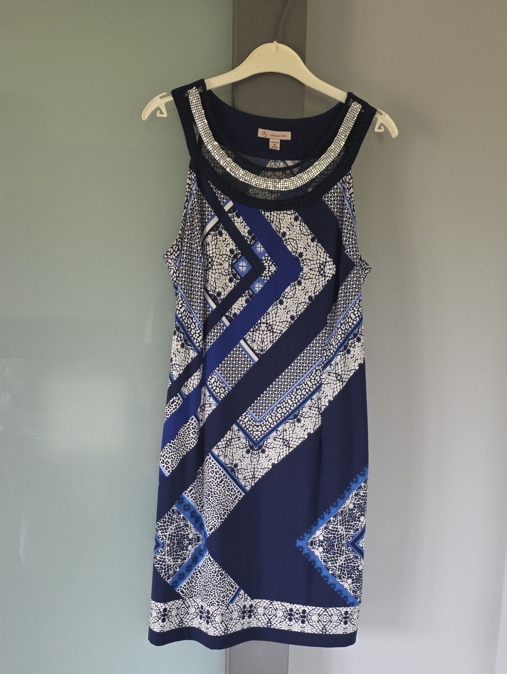 Dress Barn Size 10P Sleeveless Dress With Metallic Detail On Neckline